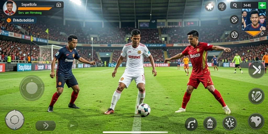 Antarmuka permainan Sepak Bola yang menarik dan interaktif.