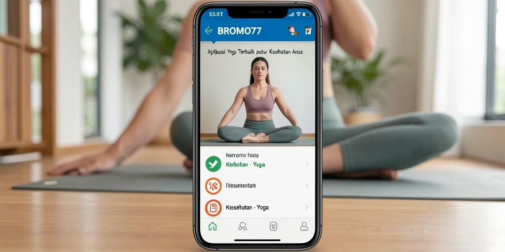Antarmuka aplikasi BROMO77 menampilkan sesi yoga yang interaktif dan mudah diikuti.