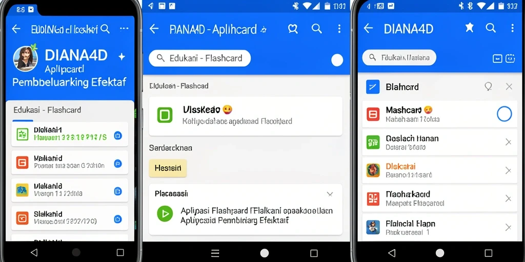 Tampilan antarmuka intuitif dari DIANA4D untuk belajar Flashcard.