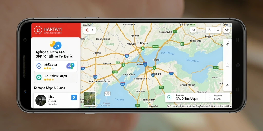Screenshot utama HARTA11 menampilkan fitur navigasi GPS Offline yang intuitif.