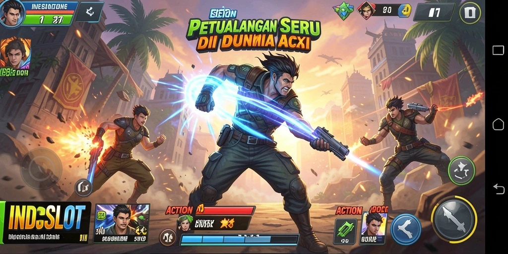 Tampilan antarmuka <strong>INDSLOT</strong> yang menampilkan aksi seru dan gameplay menarik.