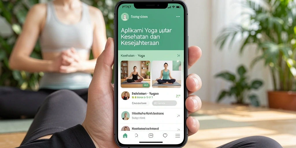 Antarmuka aplikasi PT707 dengan berbagai pilihan kelas yoga.
