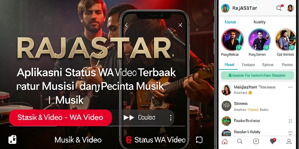 Tampilan antarmuka aplikasi RAJASTAR yang user-friendly untuk status WA video.
