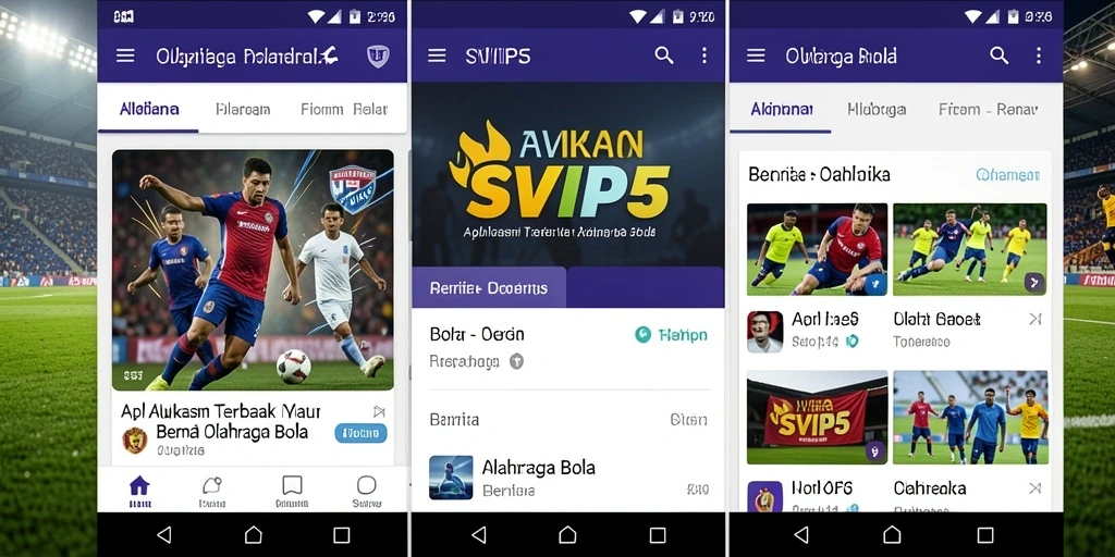 Antarmuka SVIP5 menampilkan berita olahraga bola yang informatif.