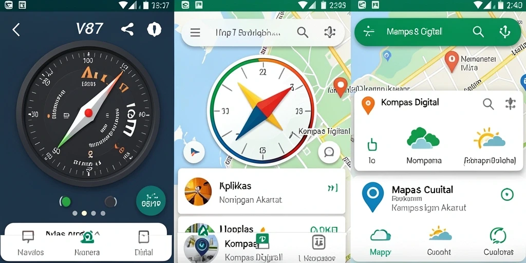 Antarmuka V87 menampilkan kompas digital yang akurat dan ramah pengguna.