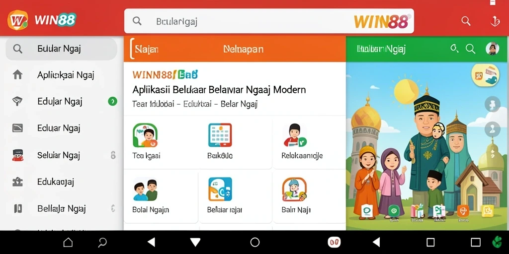 Antarmuka aplikasi WIN88 yang menarik untuk Belajar Ngaji.